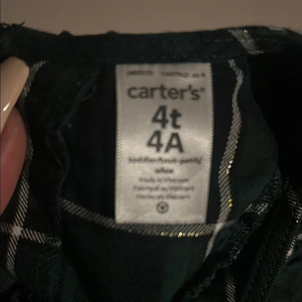 Carter's Green Checkered Ruffle Top